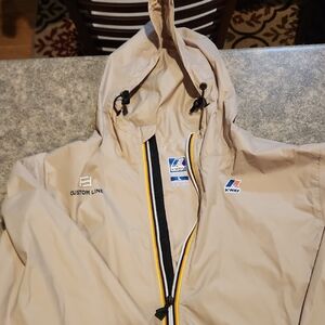 K-Way Tan Hooded Jacket with Logo Windproof.